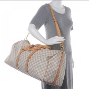 Louis Vuitton Pre-Owned 2021s Keepall Bandouliere 55 Damier Azur Boston Bag  White