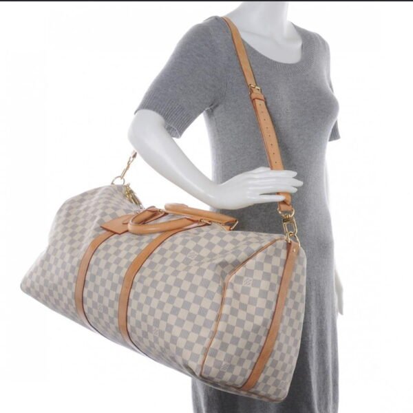 Louis Vuitton Pre-Owned 2021s Keepall Bandouliere 55 Damier Azur Boston Bag  White