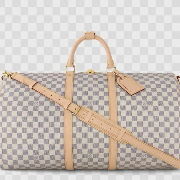Louis Vuitton Pre-Owned 2021s Keepall Bandouliere 55 Damier Azur Boston Bag | White