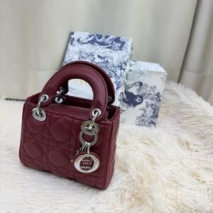 Dior Lady Dior Mini Bag maroon