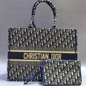 Dior Navy Blue Oblique Canvas Small Book Tote Dior