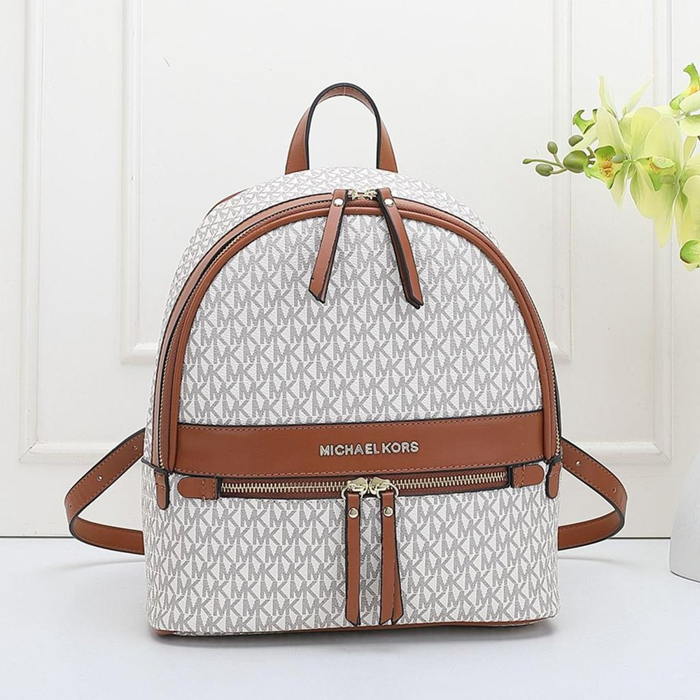 MICHAEL KORS® Signature Backpack- Ivory + Tan | Saddle Edition